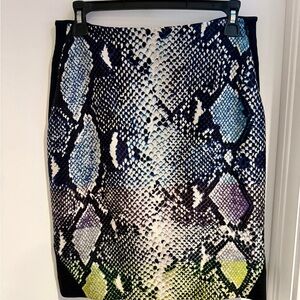 Diane Von Furstenberg Multicolor Snake Print Pencil Skirt